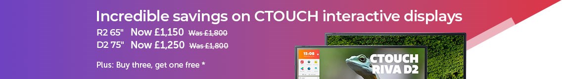 Add four D2 75" or 86" displays to your basket and the fifth will be added free of charge