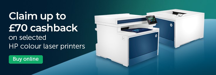 HP laser cashback offer - claim up to £70 on HP colour laser printers