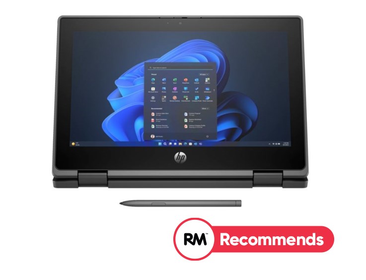 HP Pro x360 Fortis G11 Laptop 29.5 cm (11.6") Touchscreen HD Intel® N N100 4 GB DDR4-SDRAM 64 GB eMMC Wi-Fi 6E (802.11ax) Windows 11 SE Education Black with Pen